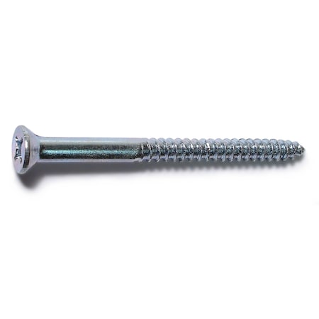 Wood Screw, #10, 2-1/2 In, Zinc Plated Steel Flat Head Phillips Drive, 100 PK